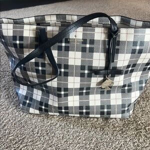 Kate Spade Black and White Checkered Tote Bag